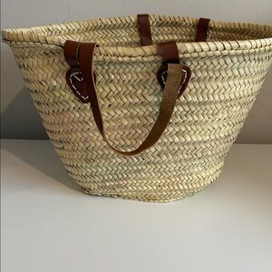 Stylish Tan Woven Basket Bag